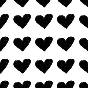 Seamless Pattern with Hearts. Hand Drawn Valentines Background. Stock Illustration