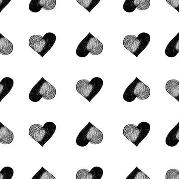 Seamless Pattern with Hearts. Hand Drawn Valentines Background. Stock Illustration