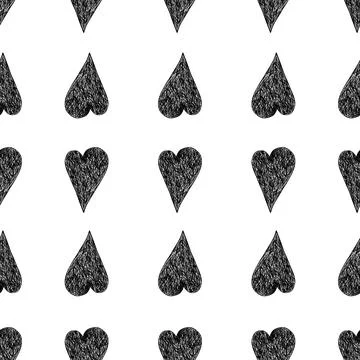 Seamless Pattern with Hearts. Hand Drawn Valentines Background. Stock Illustration