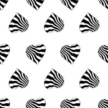 Seamless Pattern with Hearts. Hand Drawn Valentines Background. Stock Illustration