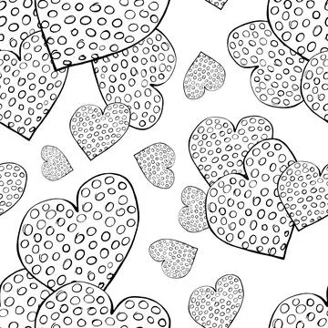 Seamless Pattern with Hearts. Hand Drawn Valentines Background. Stock Illustration