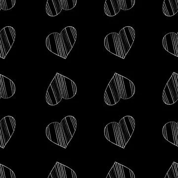 Seamless Pattern with Hearts. Hand Drawn Valentines Background. Stock Illustration