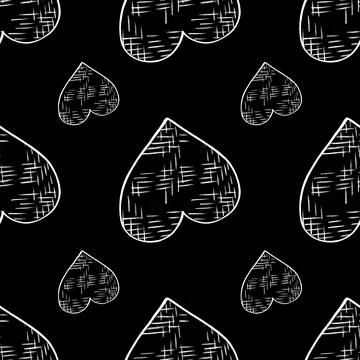Seamless Pattern with Hearts. Hand Drawn Valentines Background. Stock Illustration