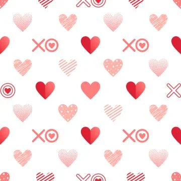 Seamless pattern with hearts, hugs and kisses.Romantic illustration perfect f Stock Illustration