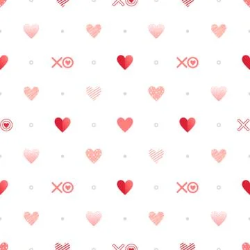 Seamless pattern with hearts, hugs and kisses.Romantic illustration perfect f Stock Illustration