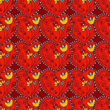 Seamless Pattern Hearts Stock Illustration