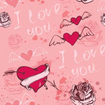 Seamless pattern with hearts Stock Illustration