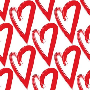 Seamless pattern with hearts illustration red color on white Stock Illustration