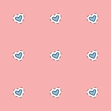 Seamless pattern with hearts on an isolated white background with black stroke Illustrazione stock