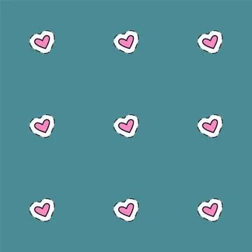Seamless pattern with hearts on an isolated white background with black stroke Stock Illustration