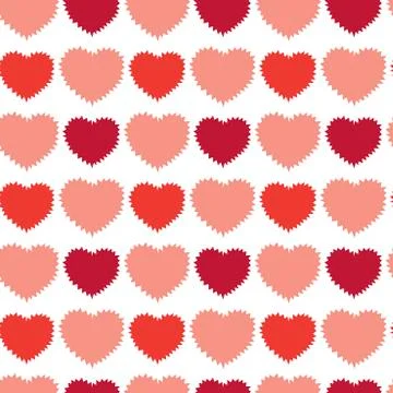Seamless pattern of Hearts with jagged barbed edges. Flat vector background Stock Illustration