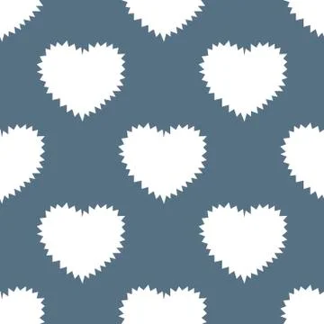 Seamless pattern of Hearts with jagged barbed edges. Flat vector background Stock Illustration