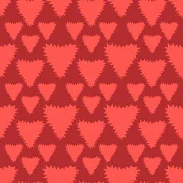 Seamless pattern of Hearts with jagged barbed edges. Flat vector background f Stock Illustration