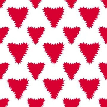 Seamless pattern of Hearts with jagged barbed edges. Flat vector background Stock Illustration