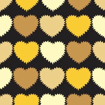 Seamless pattern of Hearts with jagged barbed edges. Flat vector background f Illustrazione stock