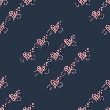 Seamless pattern with hearts. Linen vector illustration. Stock Illustration