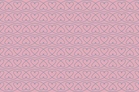Seamless pattern of hearts in one line. Romantic love background for wedding Stock Illustration