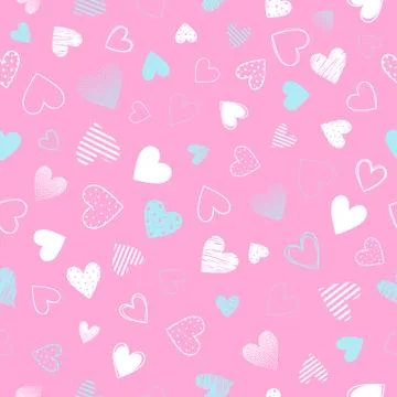 Seamless pattern with hearts on pink background Stock Illustration