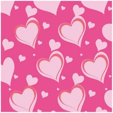 Seamless pattern with hearts on pink background. Stock Illustration