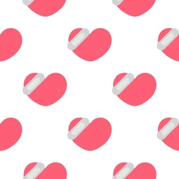 Seamless pattern of hearts with plaster Illustrazione stock