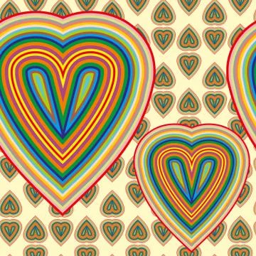 Seamless pattern with hearts of rainbow Stock Illustration