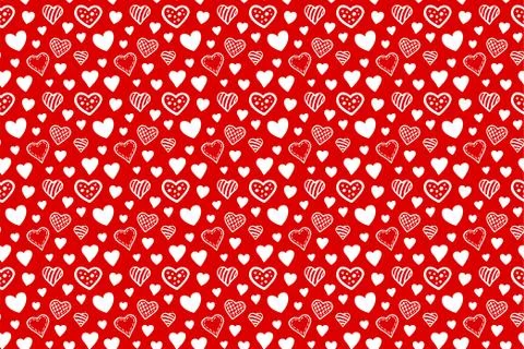 Seamless pattern with hearts on red background Stock Illustration