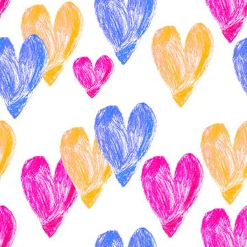 Seamless pattern of hearts of red, yellow Stock Illustration
