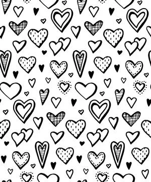 Seamless pattern with hearts. romantic theme. Vector illustration. doodle Wed Stock Illustration