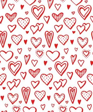 Seamless pattern with hearts. romantic theme. Vector illustration. doodle Wed Stock Illustration