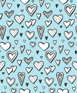 Seamless pattern with hearts. romantic theme. Vector illustration. doodle Wed Stock Illustration