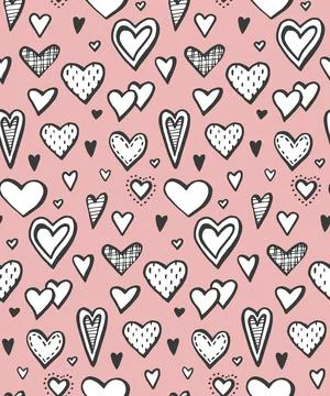 Seamless pattern with hearts. romantic theme. Vector illustration. doodle Wed Stock Illustration
