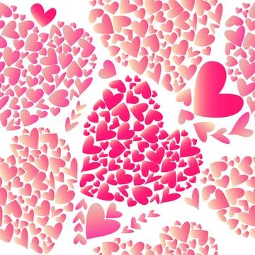 Seamless pattern of hearts. A set of beautiful hearts. Vector illustration on a Stock Illustration
