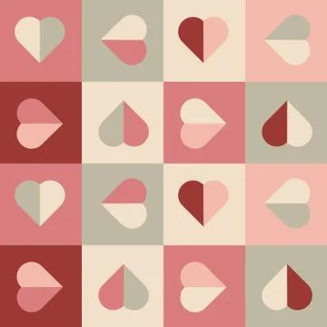 Seamless pattern with hearts in soft colors Stock Illustration