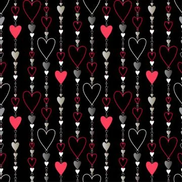 Seamless pattern. Hearts striped background. Stock Illustration