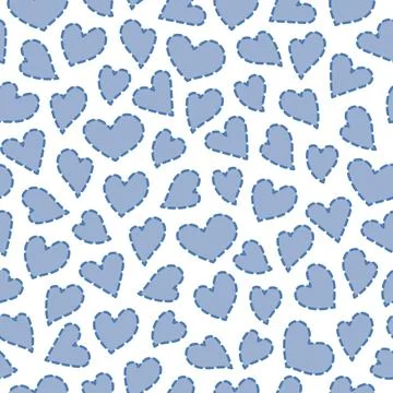 Seamless pattern with hearts surrounded by a dotted line, imitation of drawing イラスト素材