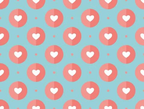 Seamless pattern of hearts on a turquoise background Stock Illustration