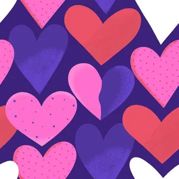 Seamless pattern with hearts. Valentines Day design. Contemporary art. Vector Stock Illustration