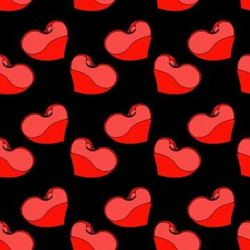 Seamless pattern from hearts. Vector of heart. Hand drawn  print seamless hea Stock Illustration
