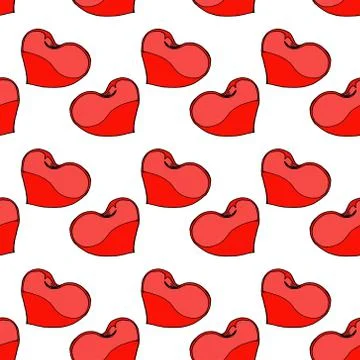 Seamless pattern from hearts. Vector of heart. Hand drawn  print seamless hea Stock Illustration