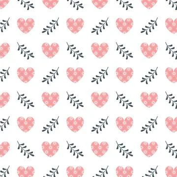 Seamless pattern of hearts on white background Stock Illustration