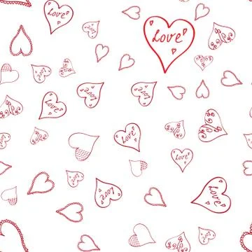Seamless pattern with hearts on white Stock Illustration