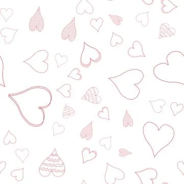 Seamless pattern with hearts on white Stock Illustration
