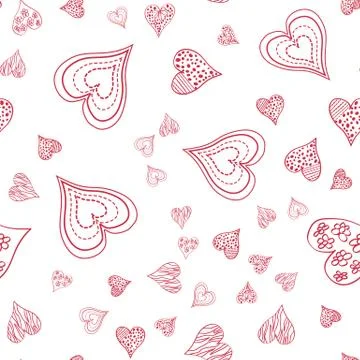 Seamless pattern with hearts on white Stock Illustration