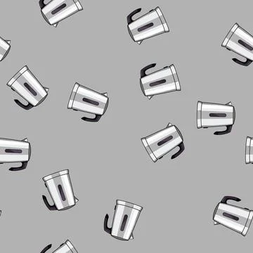 Seamless pattern heat kettle electric cartoon vector Stock Illustration