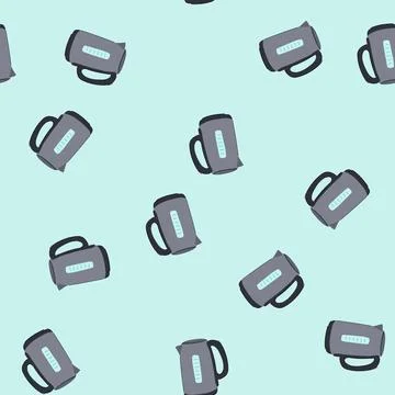 Seamless pattern heat kettle electric cartoon vector Illustrazione stock