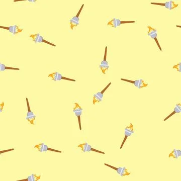 Seamless pattern heat torch fire cartoon vector Stock Illustration