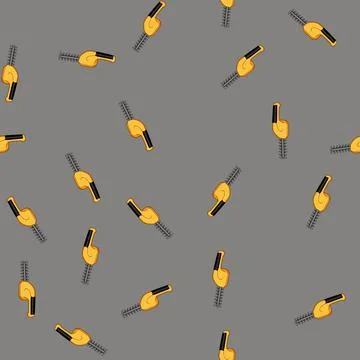 Seamless pattern hedge tree trimmer cartoon vector Stock Illustration