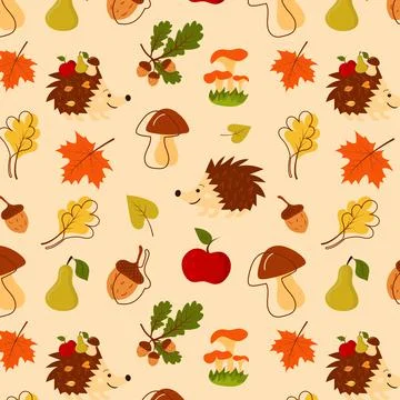 Seamless pattern with hedgehog Stock Illustration