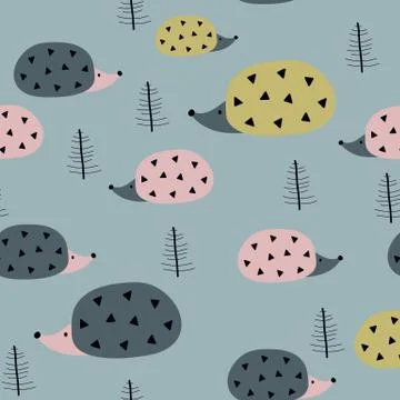 Seamless pattern with hedgehogs. Stock Illustration