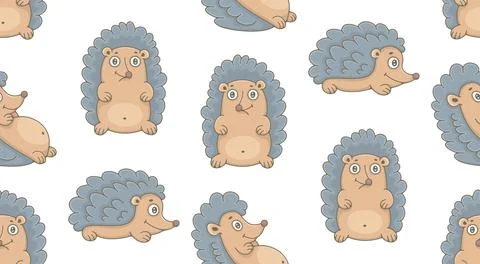 Seamless Pattern with Hedgehogs Stock Illustration